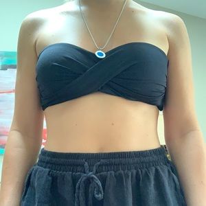 Black strapless bikini top